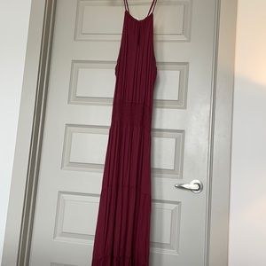 Lovestitch Wine Maxi Dress - Smock Waist